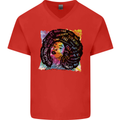 Fathers Day Gaming Mens V-Neck Cotton T-Shirt Red
