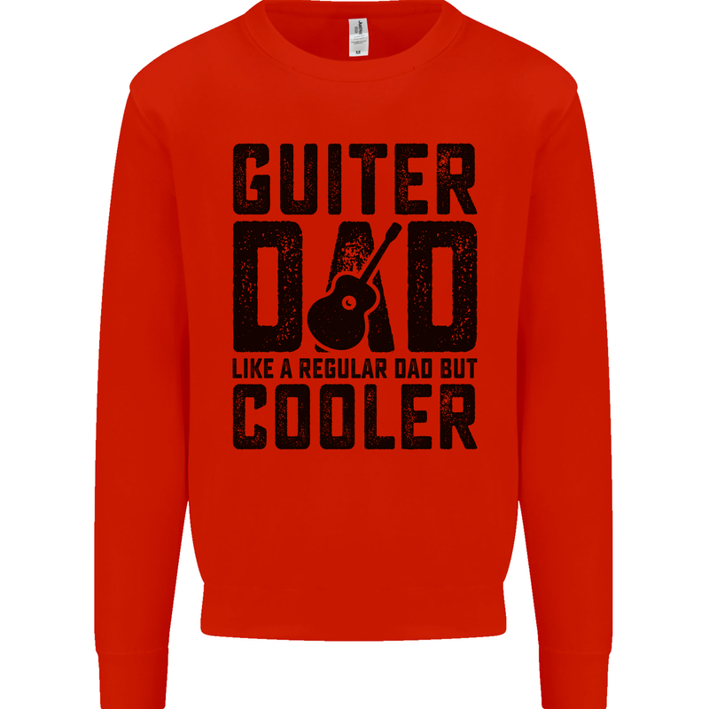 Fathers Day Guitar Dad Like a Normal Dad Kids Sweatshirt Jumper Bright Red