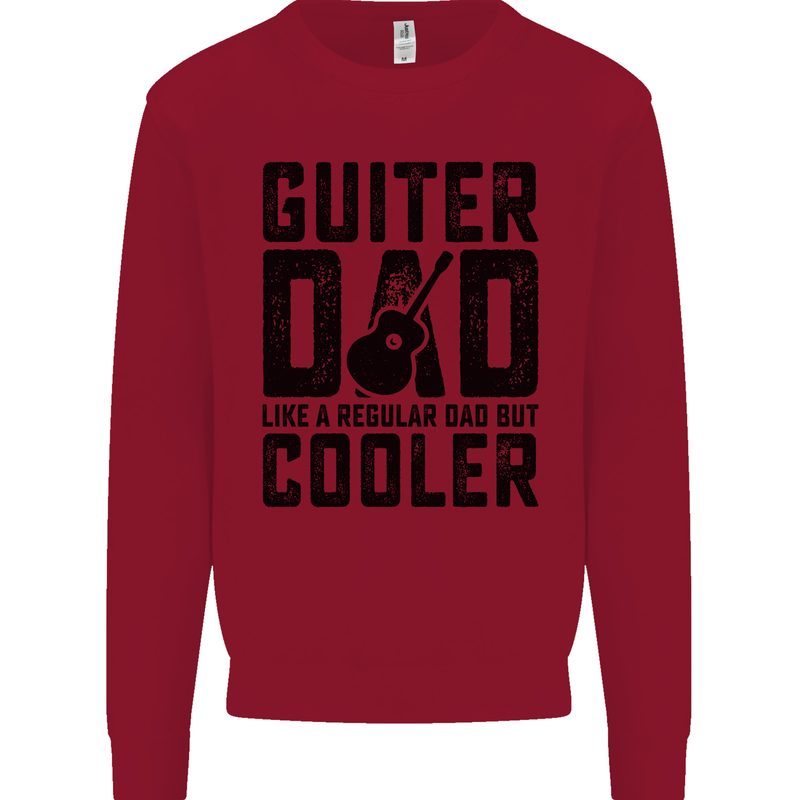 Fathers Day Guitar Dad Like a Normal Dad Kids Sweatshirt Jumper Red