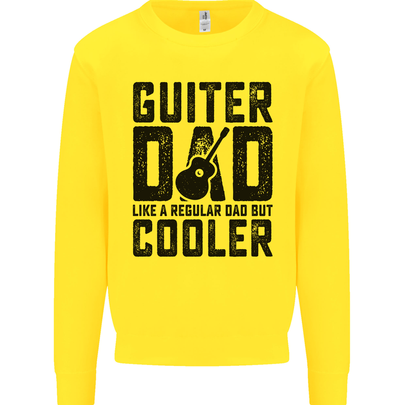 Fathers Day Guitar Dad Like a Normal Dad Kids Sweatshirt Jumper Yellow