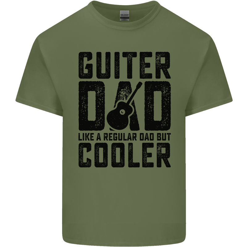 Fathers Day Guitar Dad Like a Normal Dad Mens Cotton T-Shirt Tee Top Military Green