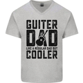 Fathers Day Guitar Dad Like a Normal Dad Mens V-Neck Cotton T-Shirt Sports Grey