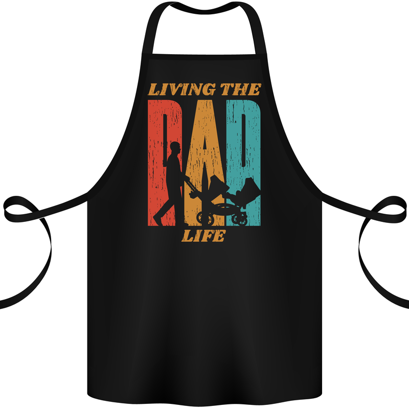 Fathers Day Living the Dad Life Twins Funny Cotton Apron 100% Organic Black