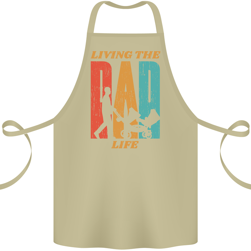 Fathers Day Living the Dad Life Twins Funny Cotton Apron 100% Organic Khaki