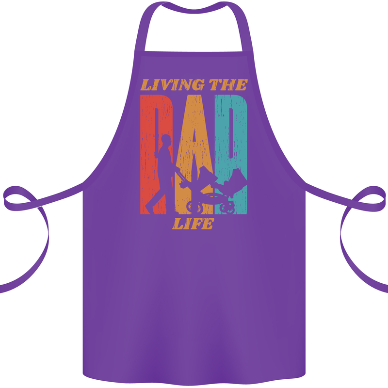 Fathers Day Living the Dad Life Twins Funny Cotton Apron 100% Organic Purple