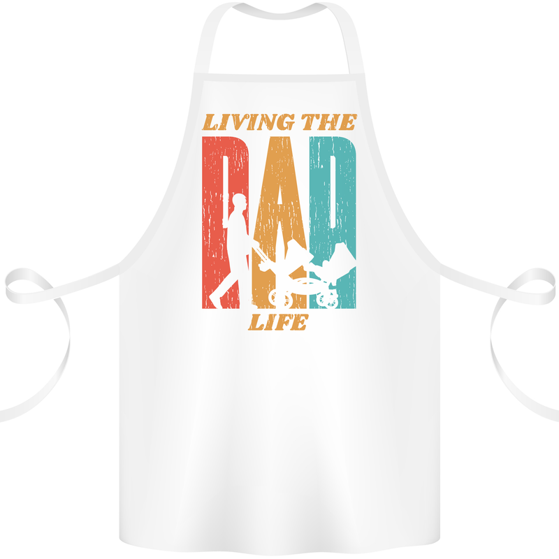 Fathers Day Living the Dad Life Twins Funny Cotton Apron 100% Organic White