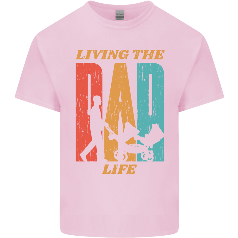 Fathers Day Living the Dad Life Twins Funny Kids T-Shirt Childrens Light Pink