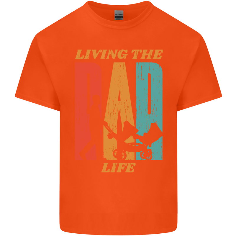 Fathers Day Living the Dad Life Twins Funny Kids T-Shirt Childrens Orange