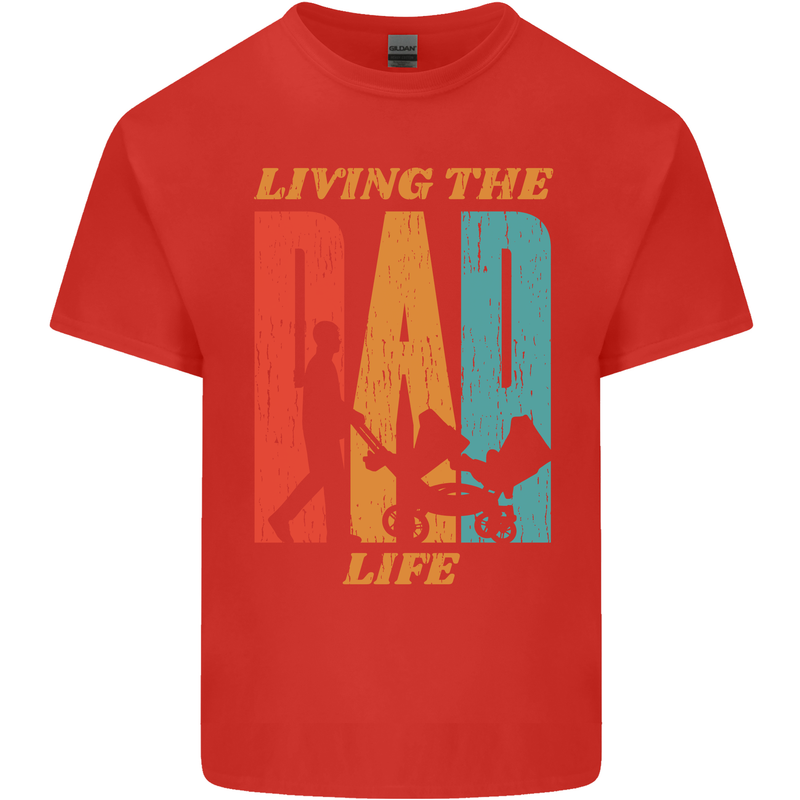 Fathers Day Living the Dad Life Twins Funny Kids T-Shirt Childrens Red