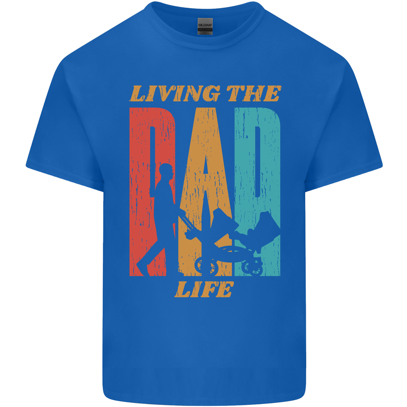 Fathers Day Living the Dad Life Twins Funny Kids T-Shirt Childrens Royal Blue