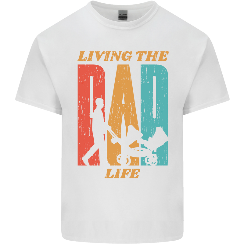 Fathers Day Living the Dad Life Twins Funny Kids T-Shirt Childrens White