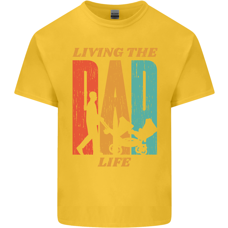 Fathers Day Living the Dad Life Twins Funny Kids T-Shirt Childrens Yellow