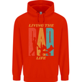 Fathers Day Living the Dad Life Twins Funny Mens 80% Cotton Hoodie Bright Red