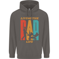 Fathers Day Living the Dad Life Twins Funny Mens 80% Cotton Hoodie Charcoal