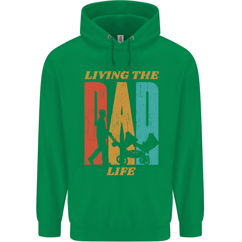 Fathers Day Living the Dad Life Twins Funny Mens 80% Cotton Hoodie Irish Green
