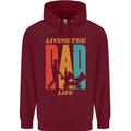 Fathers Day Living the Dad Life Twins Funny Mens 80% Cotton Hoodie Maroon