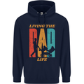 Fathers Day Living the Dad Life Twins Funny Mens 80% Cotton Hoodie Navy Blue