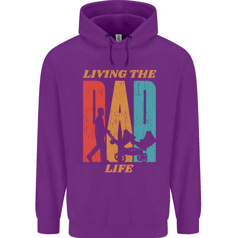Fathers Day Living the Dad Life Twins Funny Mens 80% Cotton Hoodie Purple