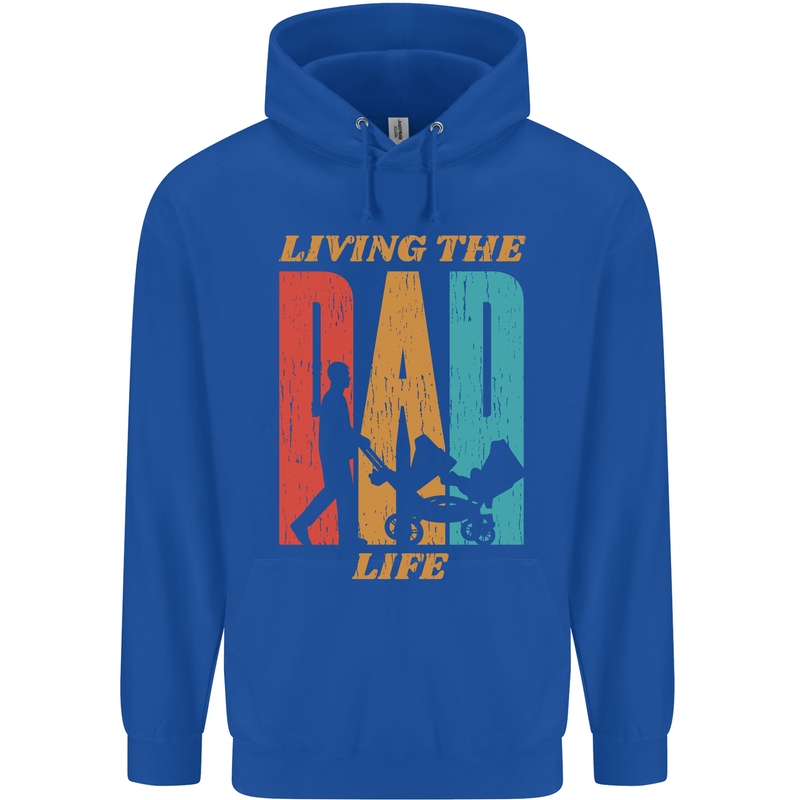 Fathers Day Living the Dad Life Twins Funny Mens 80% Cotton Hoodie Royal Blue