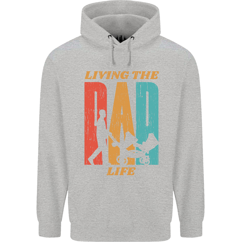 Fathers Day Living the Dad Life Twins Funny Mens 80% Cotton Hoodie Sports Grey