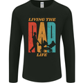 Fathers Day Living the Dad Life Twins Funny Mens Long Sleeve T-Shirt Black