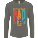 Fathers Day Living the Dad Life Twins Funny Mens Long Sleeve T-Shirt Charcoal