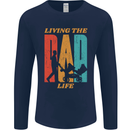 Fathers Day Living the Dad Life Twins Funny Mens Long Sleeve T-Shirt Navy Blue