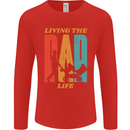 Fathers Day Living the Dad Life Twins Funny Mens Long Sleeve T-Shirt Red