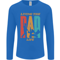 Fathers Day Living the Dad Life Twins Funny Mens Long Sleeve T-Shirt Royal Blue