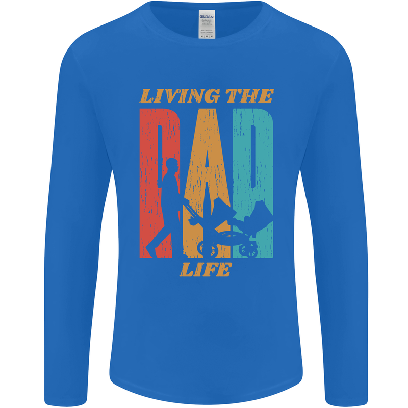 Fathers Day Living the Dad Life Twins Funny Mens Long Sleeve T-Shirt Royal Blue
