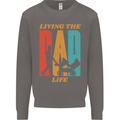 Fathers Day Living the Dad Life Twins Funny Mens Sweatshirt Jumper Charcoal