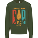Fathers Day Living the Dad Life Twins Funny Mens Sweatshirt Jumper Forest Green
