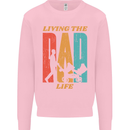 Fathers Day Living the Dad Life Twins Funny Mens Sweatshirt Jumper Light Pink