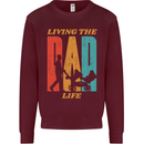 Fathers Day Living the Dad Life Twins Funny Mens Sweatshirt Jumper Maroon