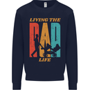 Fathers Day Living the Dad Life Twins Funny Mens Sweatshirt Jumper Navy Blue