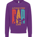 Fathers Day Living the Dad Life Twins Funny Mens Sweatshirt Jumper Purple