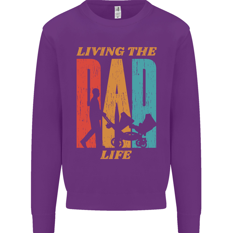 Fathers Day Living the Dad Life Twins Funny Mens Sweatshirt Jumper Purple