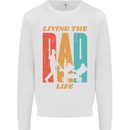 Fathers Day Living the Dad Life Twins Funny Mens Sweatshirt Jumper White