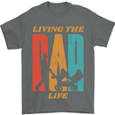 Fathers Day Living the Dad Life Twins Funny Mens T-Shirt Cotton Gildan Charcoal
