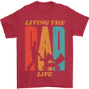Fathers Day Living the Dad Life Twins Funny Mens T-Shirt Cotton Gildan Red