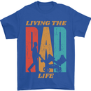 Fathers Day Living the Dad Life Twins Funny Mens T-Shirt Cotton Gildan Royal Blue