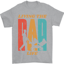 Fathers Day Living the Dad Life Twins Funny Mens T-Shirt Cotton Gildan Sports Grey