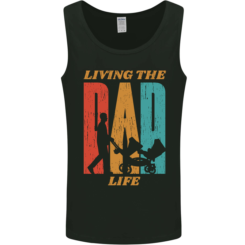 Fathers Day Living the Dad Life Twins Funny Mens Vest Tank Top Black