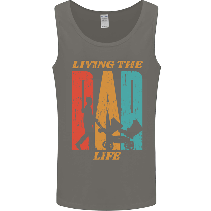 Fathers Day Living the Dad Life Twins Funny Mens Vest Tank Top Charcoal
