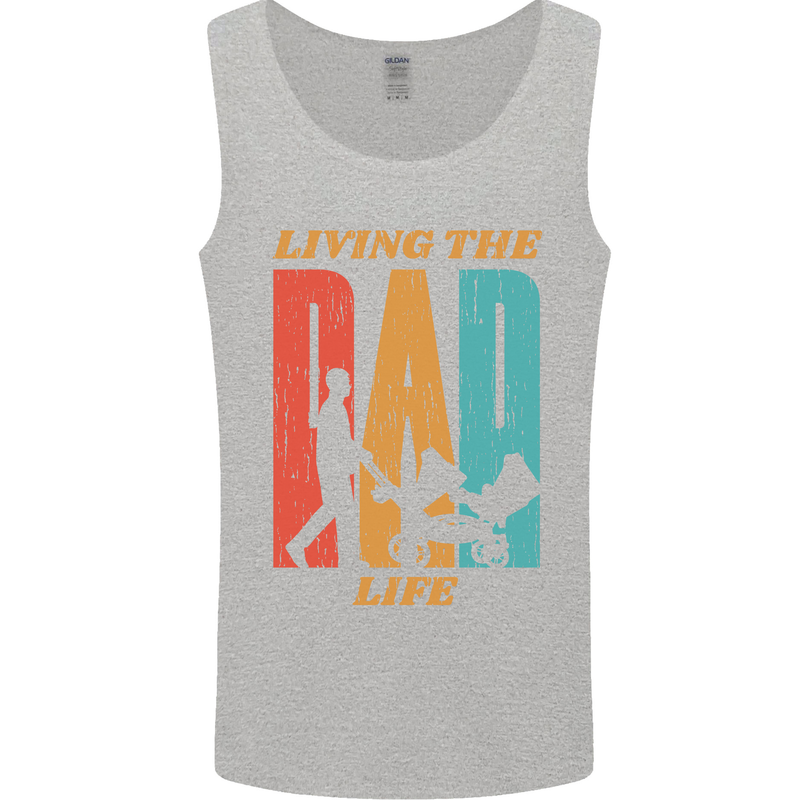 Fathers Day Living the Dad Life Twins Funny Mens Vest Tank Top Sports Grey