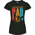 Fathers Day Living the Dad Life Twins Funny Womens Petite Cut T-Shirt Black