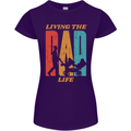 Fathers Day Living the Dad Life Twins Funny Womens Petite Cut T-Shirt Purple