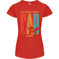 Fathers Day Living the Dad Life Twins Funny Womens Petite Cut T-Shirt Red
