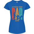 Fathers Day Living the Dad Life Twins Funny Womens Petite Cut T-Shirt Royal Blue