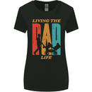 Fathers Day Living the Dad Life Twins Funny Womens Wider Cut T-Shirt Black